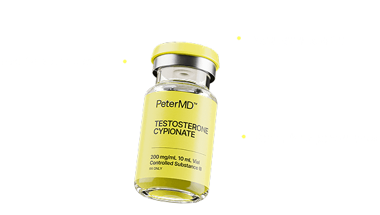 Testosterone treatment packaging shown by PeterMD