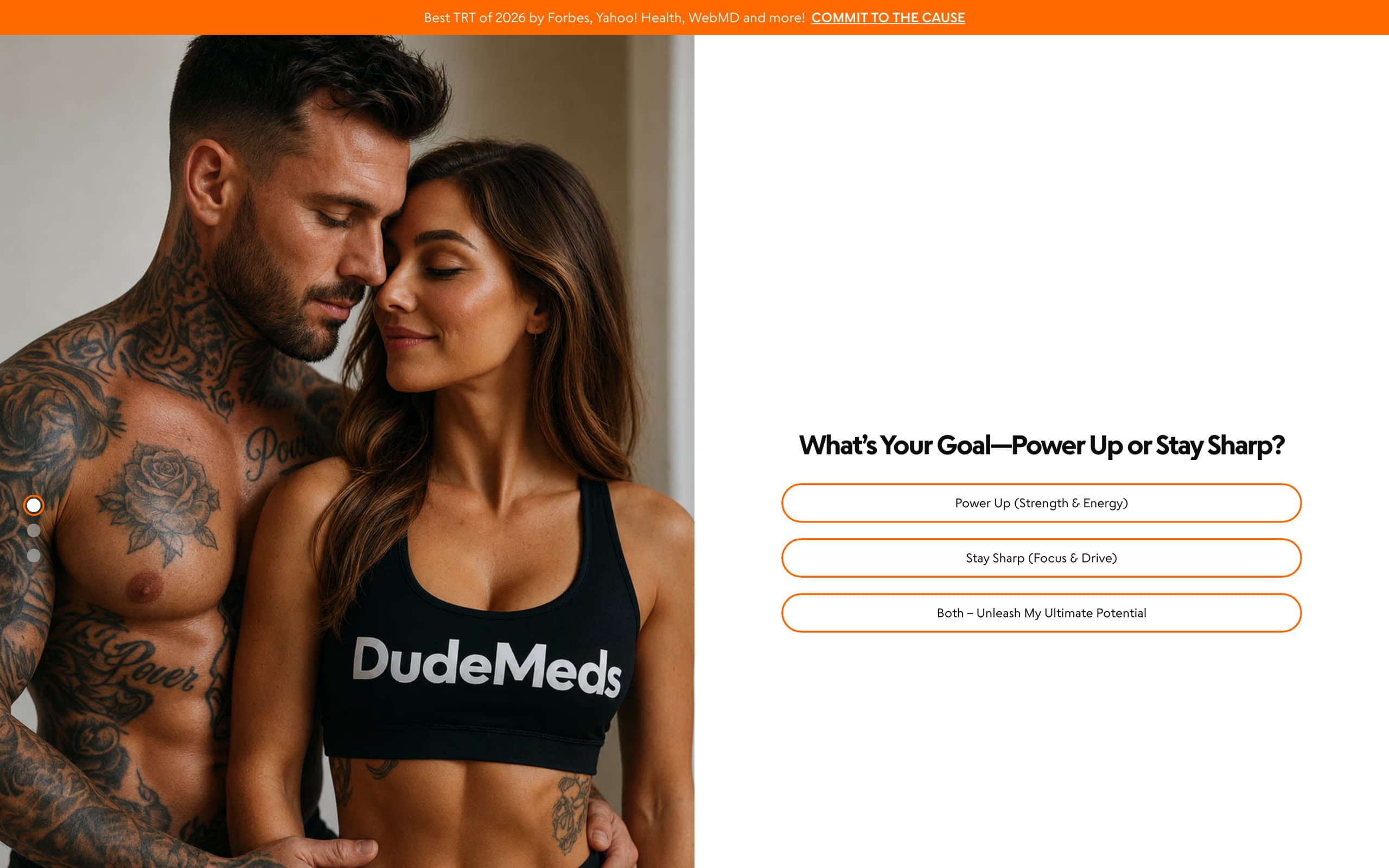 Screenshot of the DudeMeds homepage, captured September 23, 2026