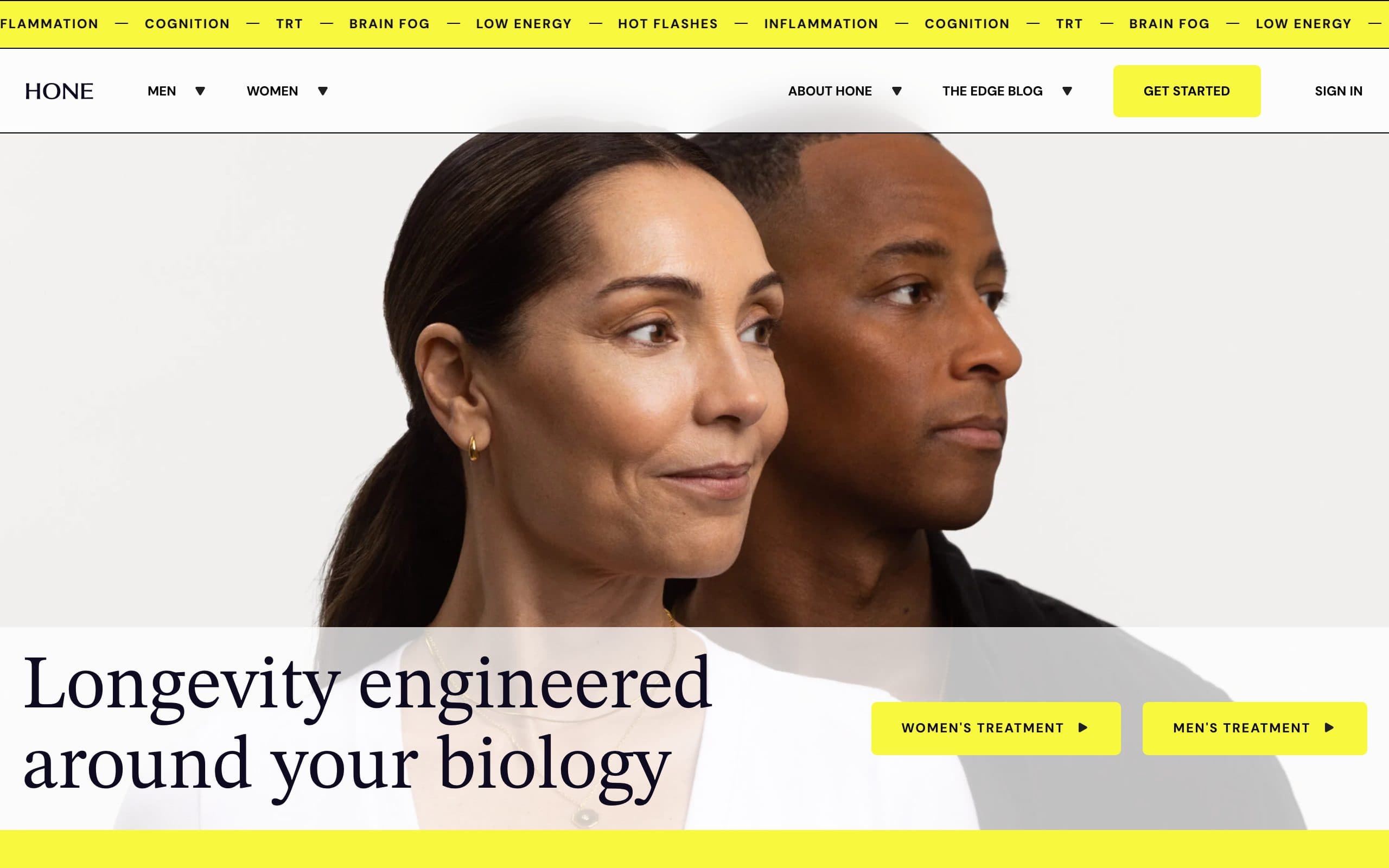 Screenshot of the Hone Health homepage, captured August 27, 2026