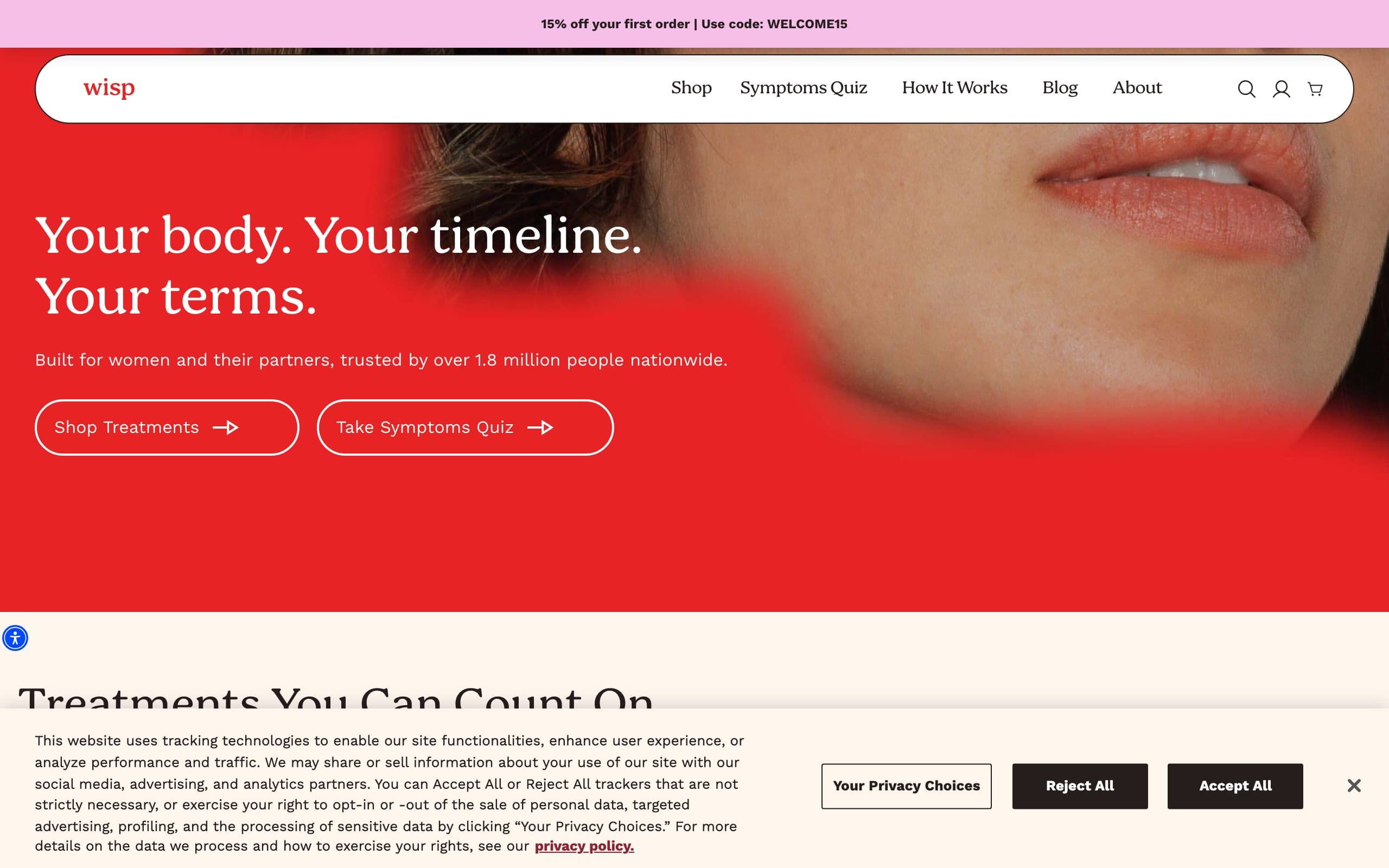 Screenshot of the Wisp homepage, captured August 27, 2026